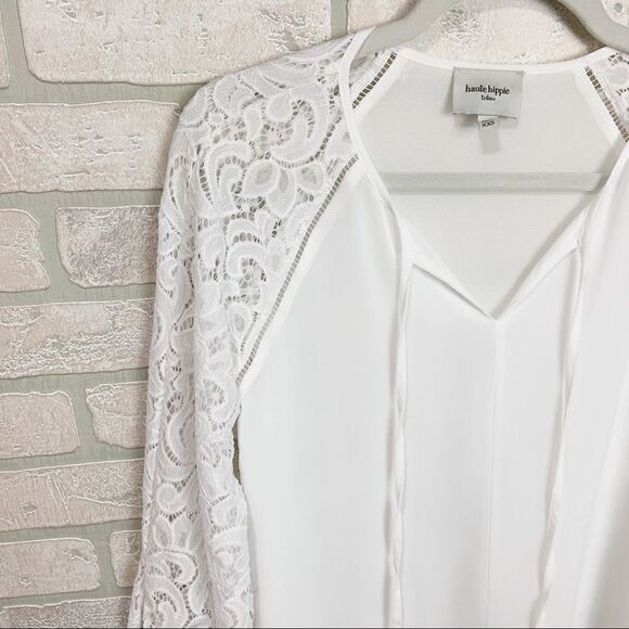 Like New Haute Hippie Long Sleeve Lace Blouse B5 - Picture 4 of 7